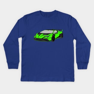 Lamborghini Huracan STO Selfmade car Green/Black Kids Long Sleeve T-Shirt